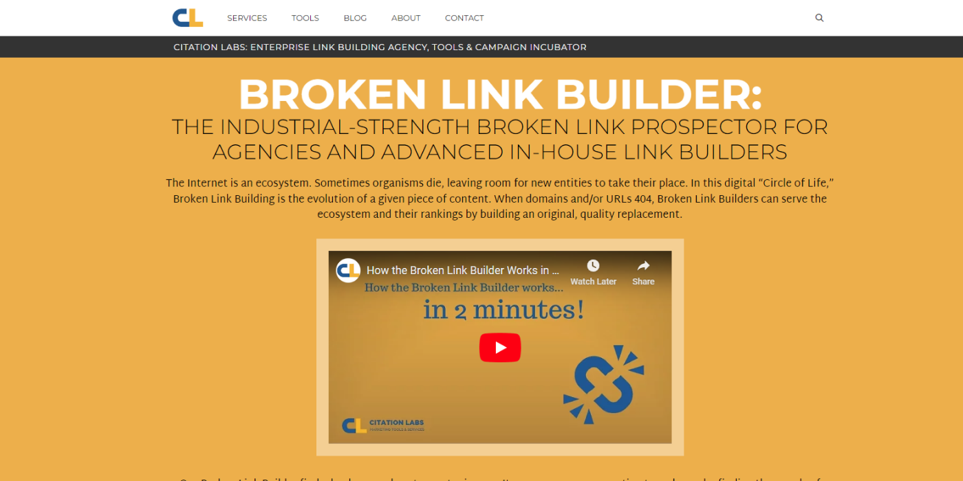 Citation Labs’ Broken Link Builder